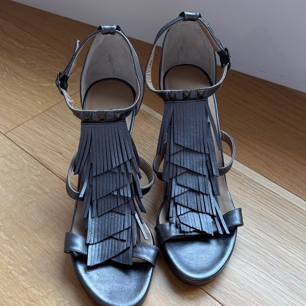 Vaneli Metallic Fringe Heels